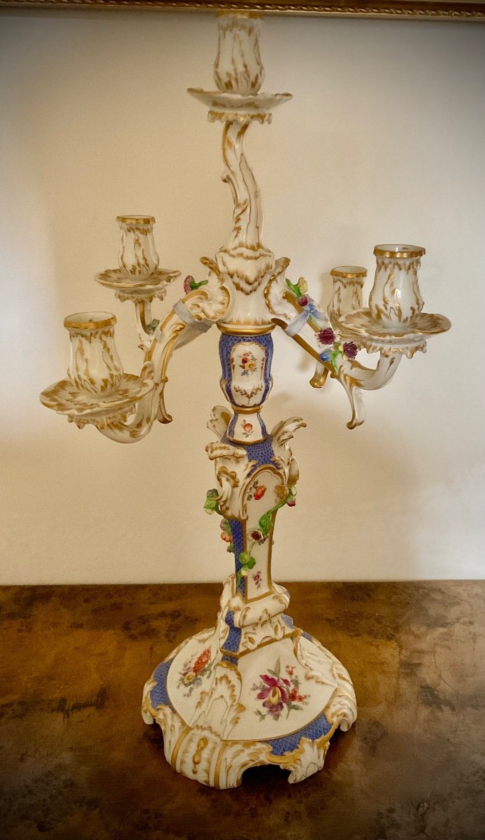 Kpm Rocaille  Girandoles à Cinq Lampes «breslauer Stadtschloss», “Wroclaw City Palace”, manufacture KPM Berlin / Kpm Berlin Rocaille Candelabra Girandole,Breslauer Stadtschloss Wroclaw City Palace porcelain-photo-3