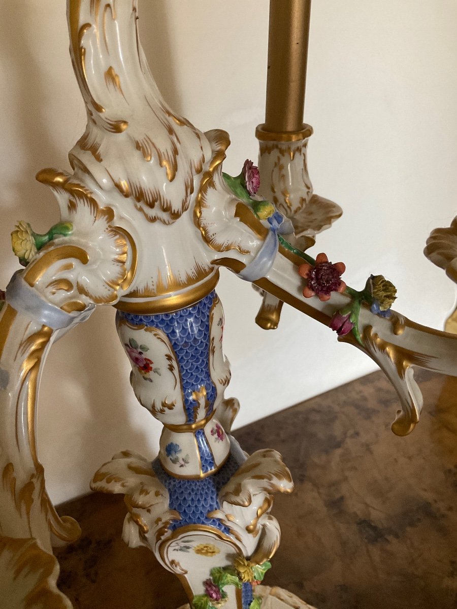 Kpm Rocaille  Girandoles à Cinq Lampes «breslauer Stadtschloss», “Wroclaw City Palace”, manufacture KPM Berlin / Kpm Berlin Rocaille Candelabra Girandole,Breslauer Stadtschloss Wroclaw City Palace porcelain-photo-1