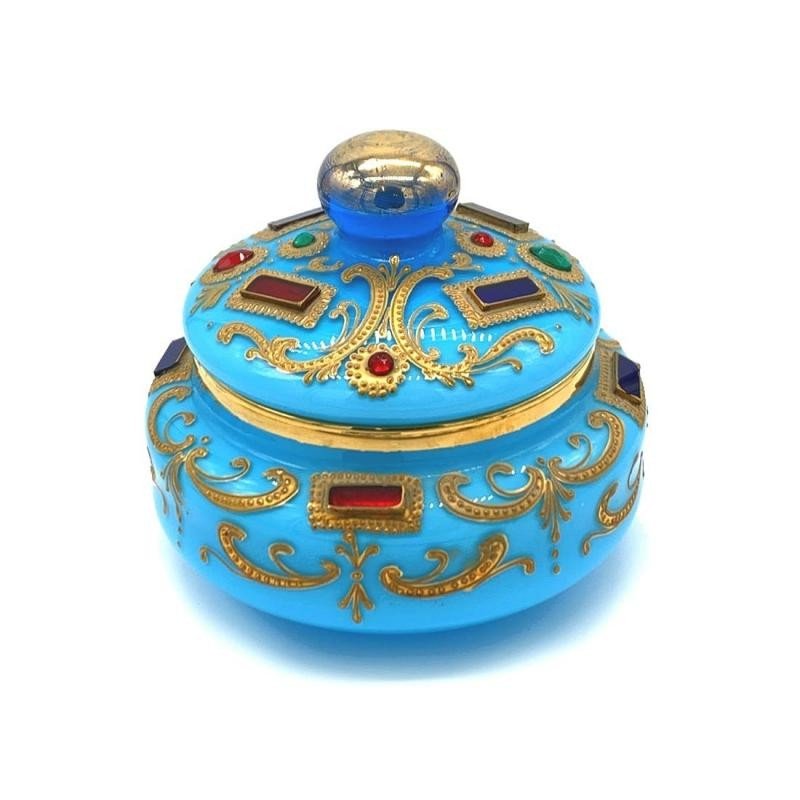 TrÈs Important Rar Grand Bonbonnière En Verre d'Opaline En Turquoise  pour le marché Ottoman