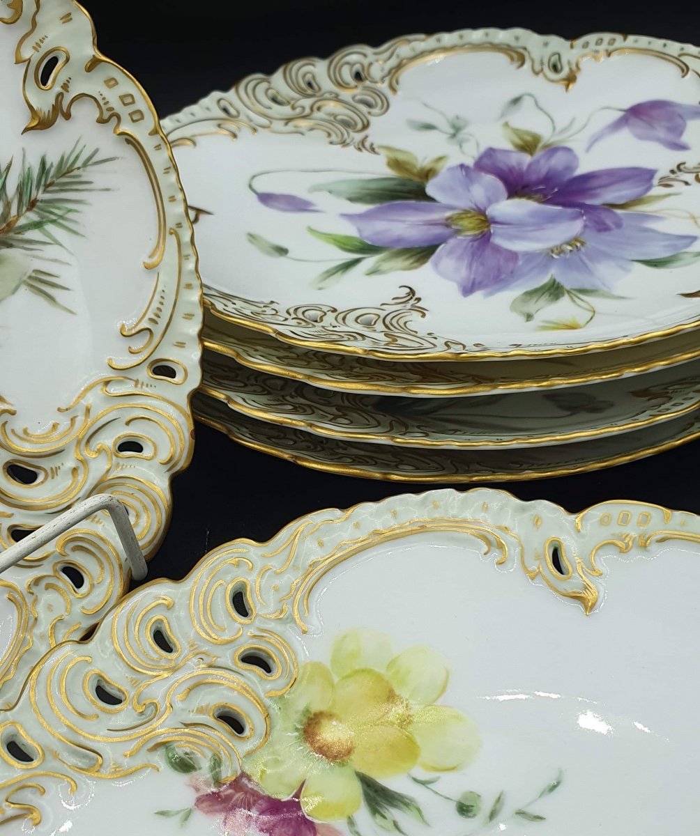 Assiettes En Porcelaine De Nymphenburg Peinte A La Main, Lot De 6-photo-1