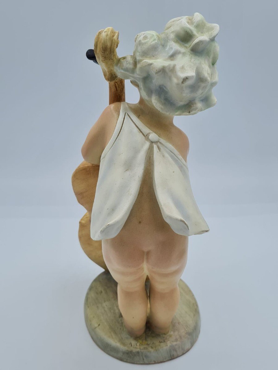 Arturo Pannunzio (1891-1953), Petite fille au violoncelle, figurine en céramique-photo-6