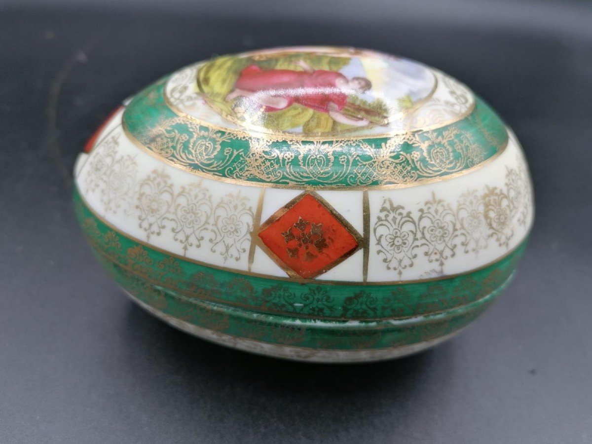 Boîte à couvercle antique en porcelaine,thème mythologique,bohême-photo-2