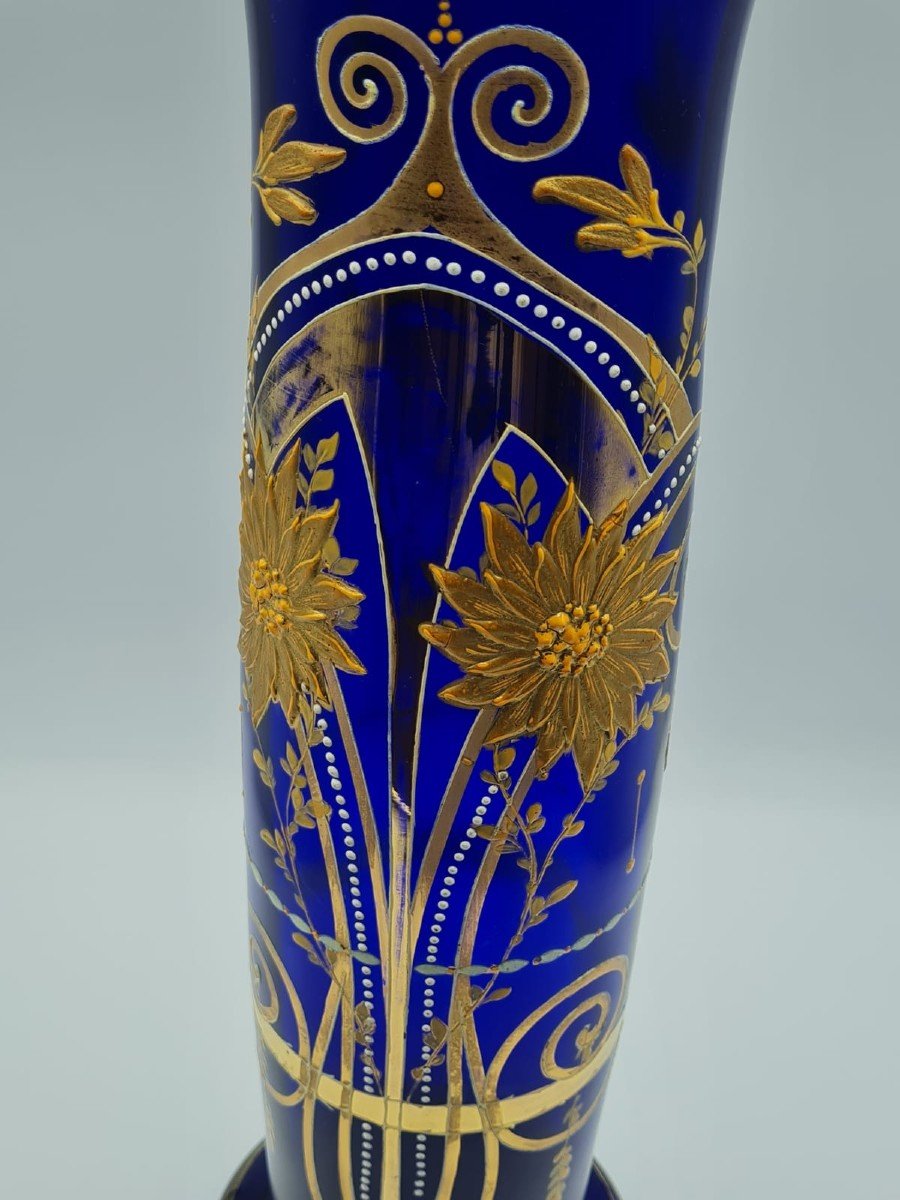 Vase Ancien en Verre de Bohême à Décor d'Or et d'Émaux-photo-3