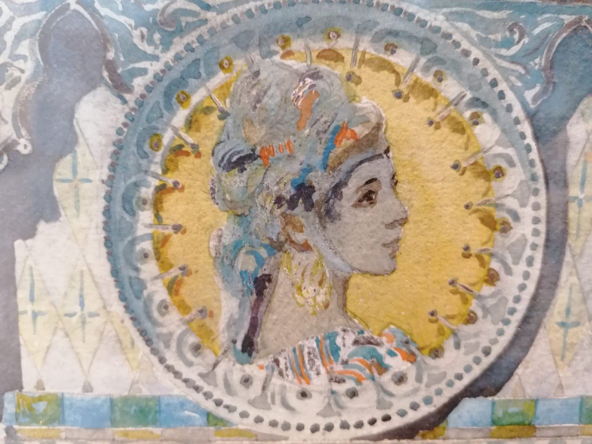 Orientaliste aquarelle De Boulanger Gustave Clarence. Signée. Très Rare! Orientalisme Peinture-photo-2