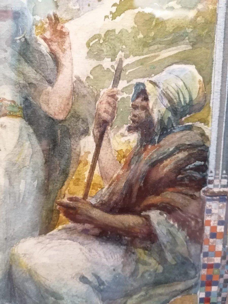Orientaliste aquarelle De Boulanger Gustave Clarence. Signée. Très Rare! Orientalisme Peinture-photo-6