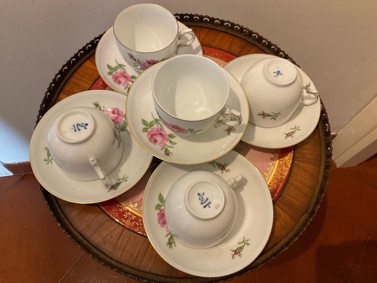 Furstenberg Ancien Service En Porcelaine De 5 Tasses Et Soucoupes,germany-photo-2