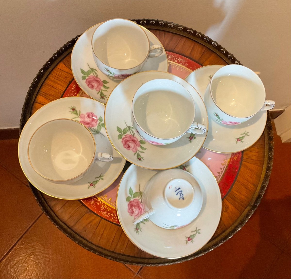 Furstenberg Ancien Service En Porcelaine De 5 Tasses Et Soucoupes,germany-photo-1