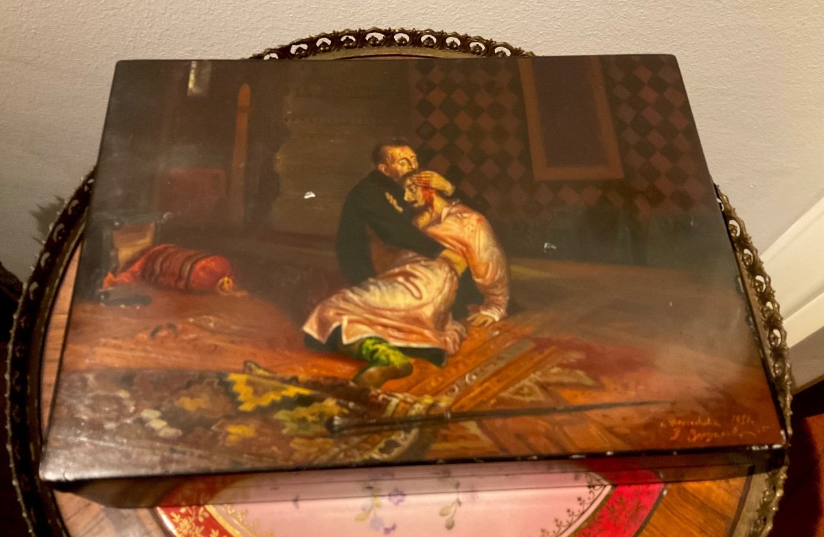 La Boîte En Laque Russe Fedoskino Représente Une Scène De La Peinture De Répine Ivan Le Terribl