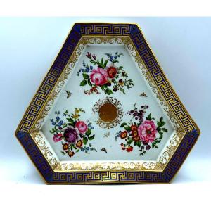 Ancien Plateau En Porcelaine Kpm Hexagonal Berlino