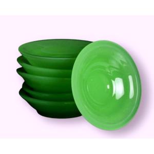 Set Di Piatti Piccoli In Vetro Opalino Di Murano Verde 6