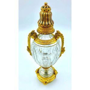 Raro! Flacone di profumo firmato Baccarat Museum con doppi manici in bronzo