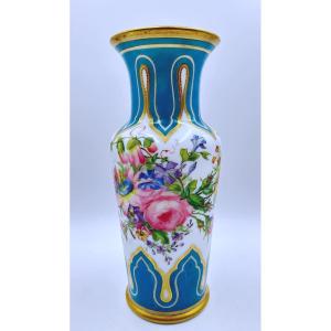 XIX eme Vaso in vetro opalino francese di Jean François Robert, vaso grande