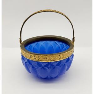 Vetro opalino blu CharlesX a forma di cesto
