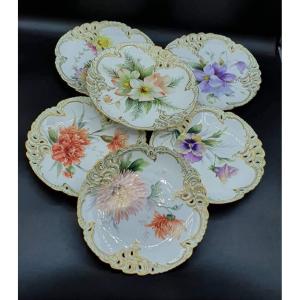 Assiettes En Porcelaine De Nymphenburg Peinte A La Main, Lot De 6