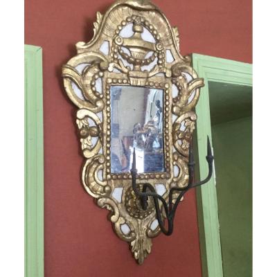 Mirror In Carved Gilded And Lacquered Wood Italy Eighteenth