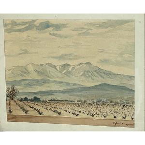 Watercolor Mount Canigou 