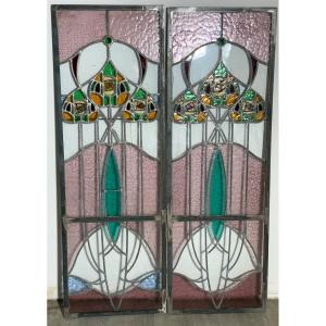 Pair Of Stained Glass Windows