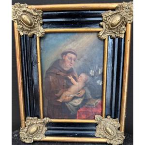 Oil On Copper St. Anthony Of Padua 
