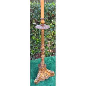 Golden Wooden Candle Holder 