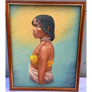 Oil On Canvas, Young African Woman 
