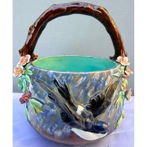 Earthenware Basket With Swallow 