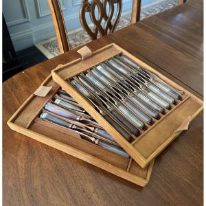 18 Cheese Knives And 12 Fruit Knives With Hard Stone Handles