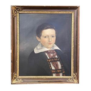 Empire Half Portrait Of A Little German Boy Around 1800