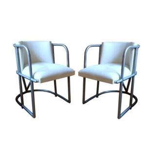 Pair Of Art Deco Armchairs "robert Mallet Stevens" France Circa 1932.  