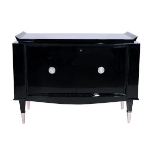 Original And Elegant Sideboard By De Coene & Frères (belgium), Dating From Around 1940. Black Lacquer 