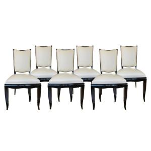 Elegant Set Of Six Identical Art Deco Chairs. France, Circa 1925. High-backed Chairs 