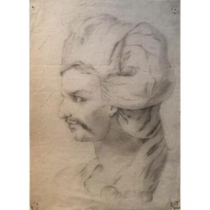 Drawing Portrait Of An Oriental (mamluk) Late 18th Century