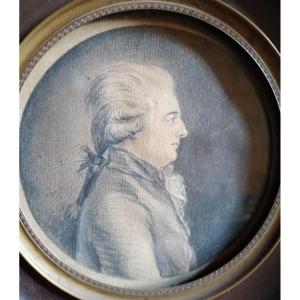 Small 18th Century Drawing, Portrait Of A Man From The Louis XVI Period