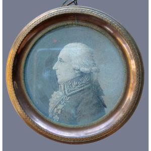 Miniature Drawing Portrait Of A Man In The Legion Of Honor, Empire Period