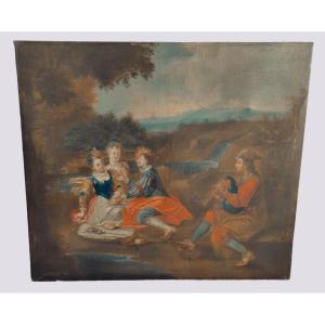 18th Century French School Dgl De N. Lancret, Le Déjeuner Champêtre.