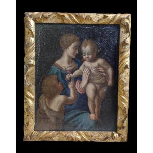 Madonna And Child And Saint John The Baptist, Italy XVIth Century
