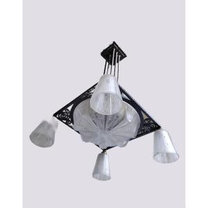 Important Art Deco Chandelier Muller Frères