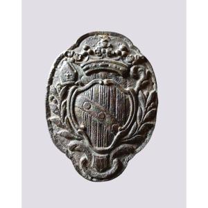 18th Century Bronze Coat Of Arms Roux De Beauvezet
