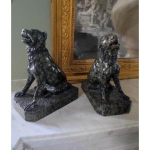 Pair Of Jennings Serpentine Dogs Circa 1800 After The Antique