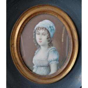 Miniature Portrait Of Charlotte Corday By Pn Violet (1749-1819)