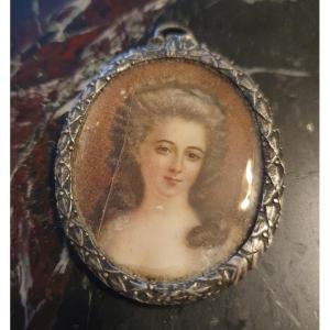 Elegant Miniature Portrait, 18th Century
