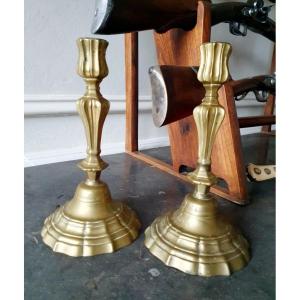 Pair Of Bronze Candlesticks From The Regency Period