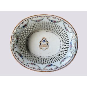 Chinese Porcelain Bench XVIIIth Coat Of Arms