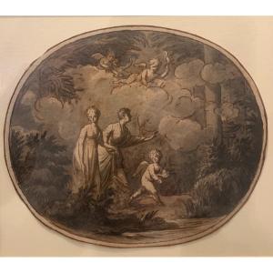 Environment By William Hamilton. Pen And Gouache Drawing On Paper. Late 18th Century