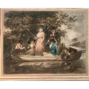A Party Angling, Mezzotint, Color Print. George Keating (england, 1762-1842)