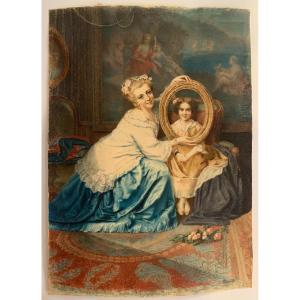 Cecilia Masutti (turin, 1876). Watercolor On Ivory Sheet Facsimile (celluloid?)