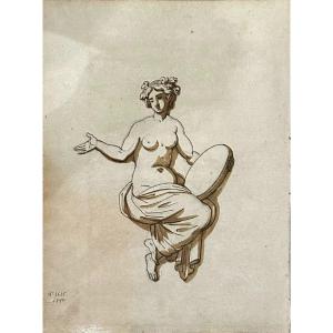 Dessin Réalisé à La Plume Et à La Gouache. Italie, XVIIIe Siècle