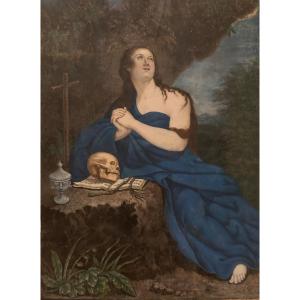 Spanish School, Penitent Magdalene, Tempera On Vellum, 240 × 180 Mm, Late 18th Century