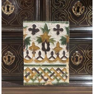 Azulejo Tile Made Using The Arista Technique Between 1475 And 1500, Toledo,