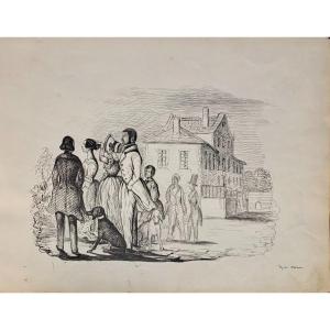  Drawing In Black Ink From Nature Around 1830. France.