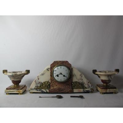 Clockset. Bronze And Marble